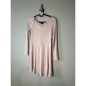 Art Class Pink Long Sleeve V-Neck Flare Dress Size large (10/12)